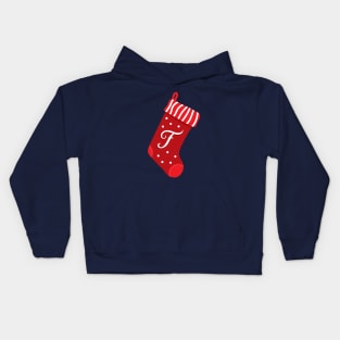 Christmas Stocking with Letter F Kids Hoodie